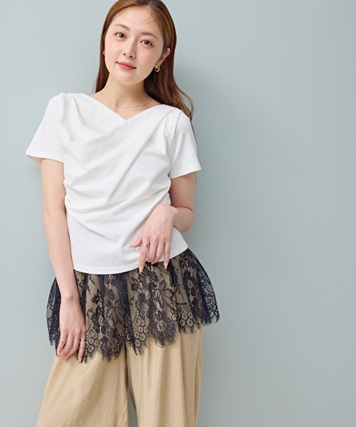 en CAnAF(エンカナフ)の「【いつものコーデにレースをプラス】レイヤードレーススカート(スカート・レディース・オフホワイト/ブラック・フリー)」の11枚目の写真
