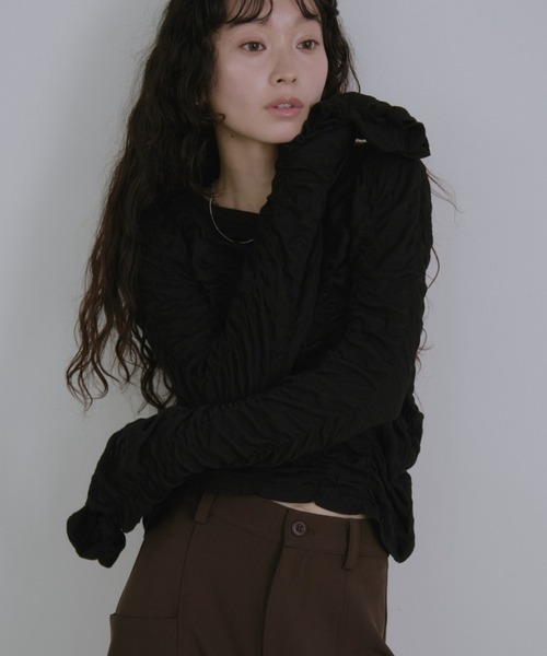 Aunt Marie's(アントマリーズ)の「シャーリングギャザートップス(Tシャツ/カットソー・レディース・チャコールグレー/ホワイト/ブラック・FREE)」の18枚目の写真