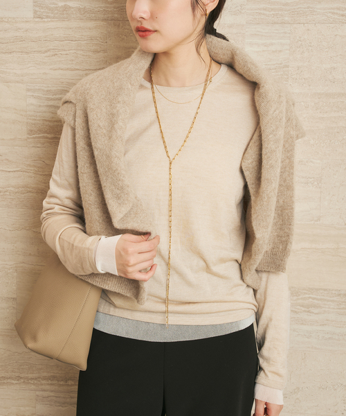 plage(プラージュ)の「《一部店舗・WEB限定追加》CU WO Fine Knit New プルオーバー(ニット/セーター・レディース・ネイビー/ベージュ/チャコールグレー・FREE)」の1枚目の写真