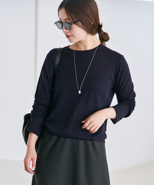 plage(プラージュ)の「《一部店舗・WEB限定追加》CU WO Fine Knit New プルオーバー(ニット/セーター・レディース・ネイビー/ベージュ/チャコールグレー・FREE)」の3枚目の写真