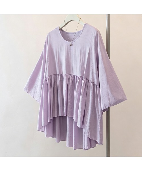 witch(ウイッチ)の「テールカットフリルワイドブラウス(シャツ/ブラウス・レディース・パープル/ホワイト/ブラック/ブルー・FREE)」の4枚目の写真