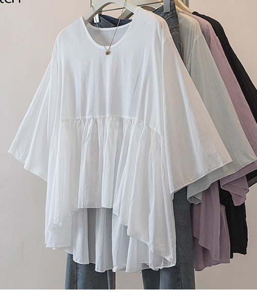 witch(ウイッチ)の「テールカットフリルワイドブラウス(シャツ/ブラウス・レディース・パープル/ホワイト/ブラック/ブルー・FREE)」の5枚目の写真