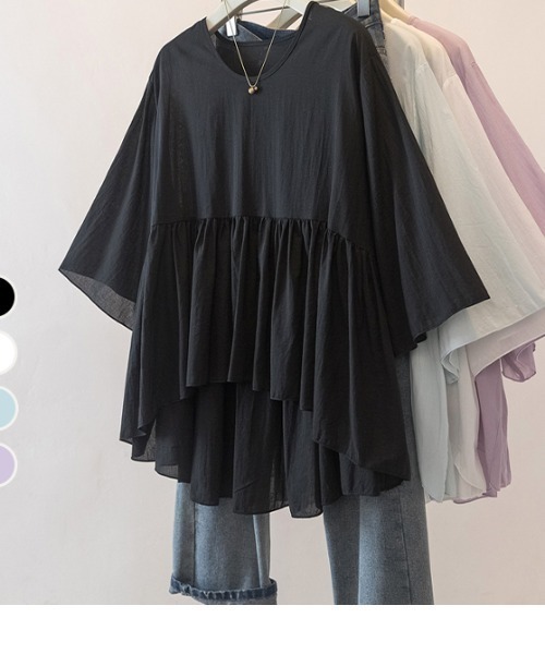 witch(ウイッチ)の「テールカットフリルワイドブラウス(シャツ/ブラウス・レディース・パープル/ホワイト/ブラック/ブルー・FREE)」の6枚目の写真