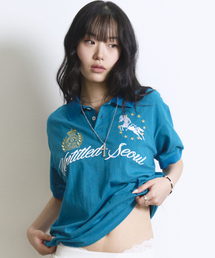 UNTITLED SEOUL | アンタイトルクレストポロクロップ半袖フルブルー(Tシャツ/カットソー)