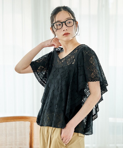 FREAK'S STORE(フリークスストア)の「レースブラウス<セットアップ対応>(シャツ/ブラウス・レディース・オフホワイト/ブラック・フリ-)」の2枚目の写真