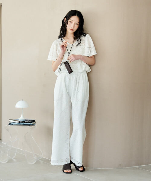 FREAK'S STORE(フリークスストア)の「レースブラウス<セットアップ対応>(シャツ/ブラウス・レディース・オフホワイト/ブラック・フリ-)」の9枚目の写真