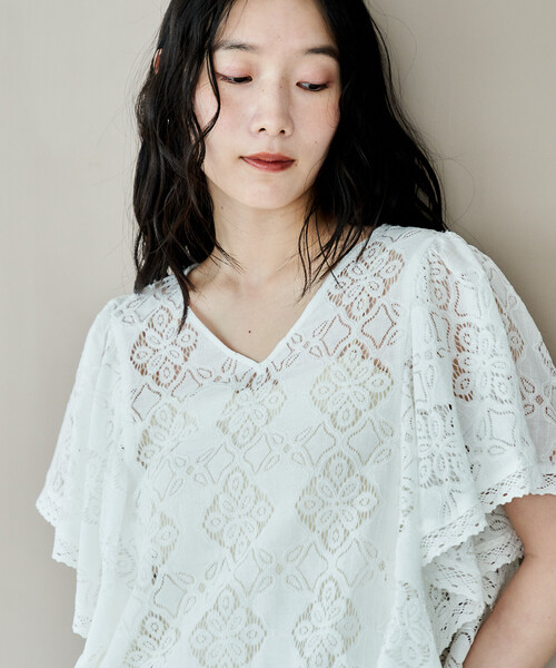 FREAK'S STORE(フリークスストア)の「レースブラウス<セットアップ対応>(シャツ/ブラウス・レディース・オフホワイト/ブラック・フリ-)」の14枚目の写真