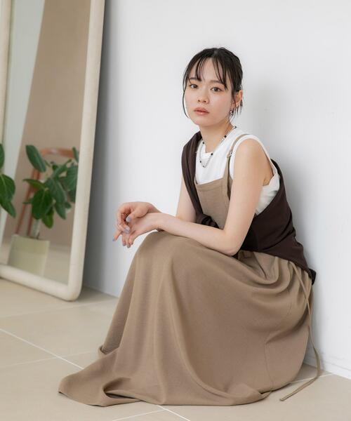 WEB限定/多機能素材 前後2wayショルダーストラップワンピース
