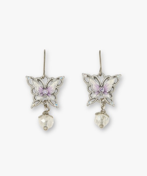 ANNA SUI(アナスイ)の「蝶モチーフ フックピアス(ピアス(両耳用)・レディース・パープル/ホワイト・ONE SIZE)」の2枚目の写真