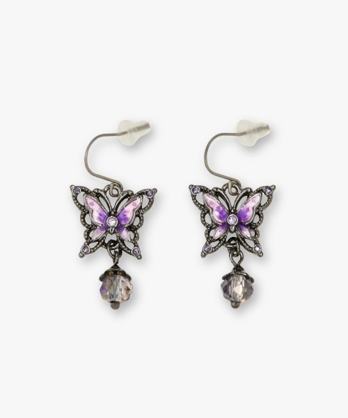 ANNA SUI(アナスイ)の「蝶モチーフ フックピアス(ピアス(両耳用)・レディース・パープル/ホワイト・ONE SIZE)」の3枚目の写真