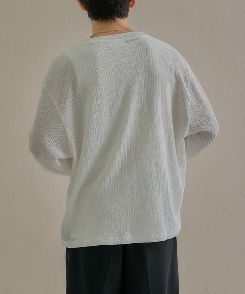 epnok(エプノック)の「ベーシックルーズシャーリングヘンリーネックTee(Tシャツ/カットソー・メンズ・ブラウン/オフホワイト/チャコールグレー・SMALL/LARGE/MEDIUM)」の5枚目の写真