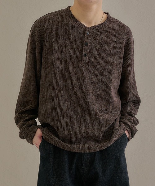 epnok(エプノック)の「ベーシックルーズシャーリングヘンリーネックTee(Tシャツ/カットソー・メンズ・ブラウン/オフホワイト/チャコールグレー・SMALL/LARGE/MEDIUM)」の20枚目の写真