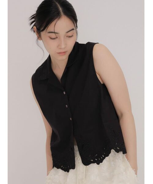 FIKA.(フィーカ)の「Open collar cutwork shirt(シャツ/ブラウス・レディース・オフホワイト/ブラック・MEDIUM)」の10枚目の写真