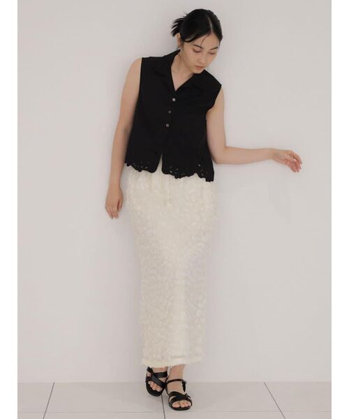 FIKA.(フィーカ)の「Open collar cutwork shirt(シャツ/ブラウス・レディース・オフホワイト/ブラック・MEDIUM)」の14枚目の写真
