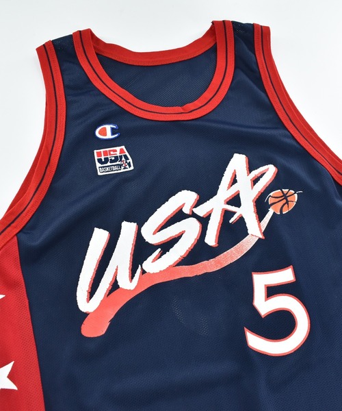 LABORATORY R（ラボラトリーアール）の「【USED】90's Champion "TEAM USA #5" バスケ ゲームシャツ USA製（タンクトップ・メンズ・ネイビー・MEDIUM）」の2枚目の写真