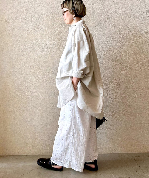 JOURNAL STANDARD LUXE(ジャーナルスタンダード ラックス)の「【SOIL】 60s CAMBRIC ALL HEMLA WIDE EASY PAN(その他パンツ・レディース・ブラウン/ホワイト・2)」の4枚目の写真