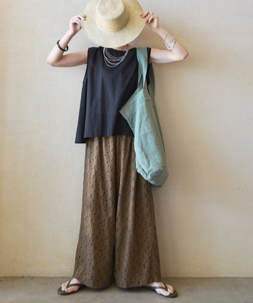 JOURNAL STANDARD LUXE(ジャーナルスタンダード ラックス)の「【SOIL】 60s CAMBRIC ALL HEMLA WIDE EASY PAN(その他パンツ・レディース・ブラウン/ホワイト・2)」の9枚目の写真