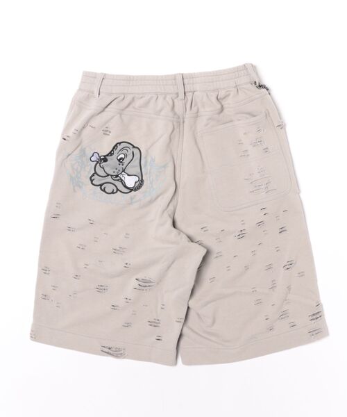 GALFY(ガルフィー)の「GALFY/ガルフィー/病みに溶かされし大ダメージショーツ(スウェットパンツ・メンズ・ブラック/グレー・1/2)」の3枚目の写真
