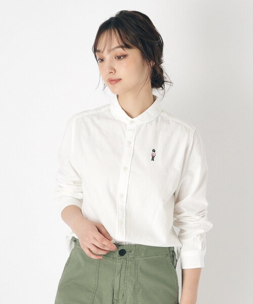 LAURA ASHLEY(ローラアシュレイ)の「【刺繍入り/日本製/ワンマイルウエア】ラウンドカラーシャツ(シャツ/ブラウス・レディース・ホワイト/ブルー・38)」の1枚目の写真