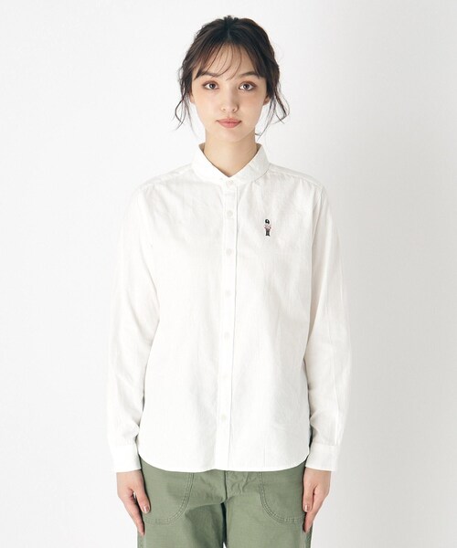 LAURA ASHLEY(ローラアシュレイ)の「【刺繍入り/日本製/ワンマイルウエア】ラウンドカラーシャツ(シャツ/ブラウス・レディース・ホワイト/ブルー・38)」の11枚目の写真