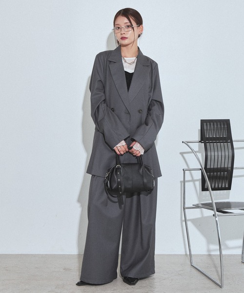 PAGEBOY（ページボーイ）の「セットアップワイドスラックス【セットアップ対応/無地色のみイージーケア】（スラックス・レディース・グレー/チェック/ブラック系その他/ブラック・FREE）」の19枚目の写真