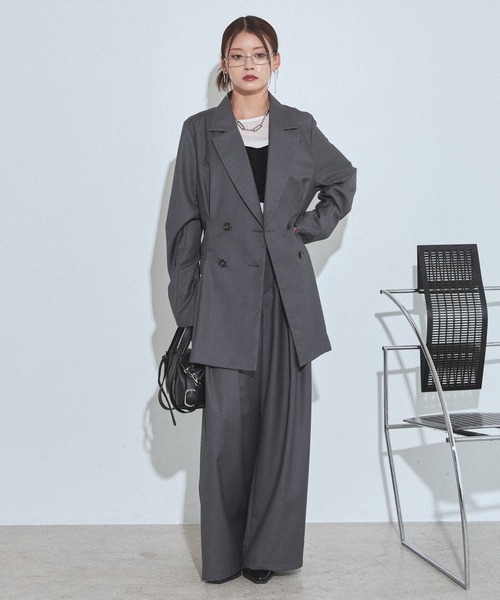PAGEBOY（ページボーイ）の「セットアップワイドスラックス【セットアップ対応/無地色のみイージーケア】（スラックス・レディース・グレー/チェック/ブラック系その他/ブラック・FREE）」の20枚目の写真