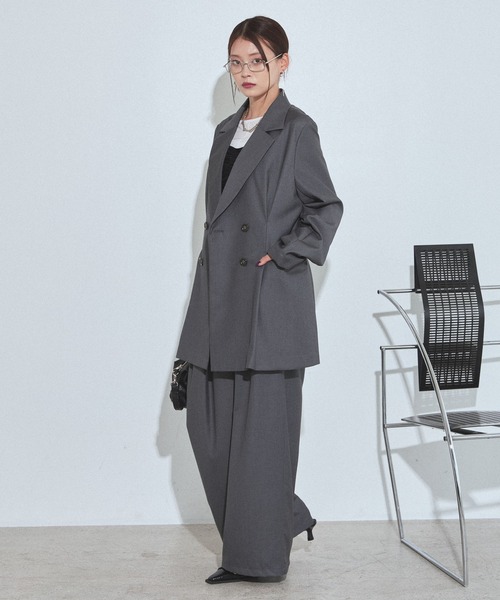 PAGEBOY（ページボーイ）の「セットアップワイドスラックス【セットアップ対応/無地色のみイージーケア】（スラックス・レディース・グレー/チェック/ブラック系その他/ブラック・FREE）」の21枚目の写真