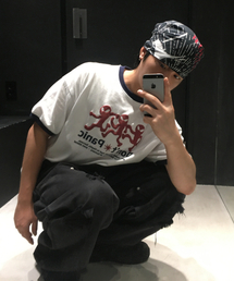Three エイリアン クロップ リンガー 半袖Tシャツ ホワイト