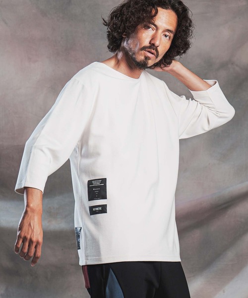 ANGENEHM(アンゲネーム)の「mlt5802-Smooth Jersey Narrow Boat-Neck 3-4 Sleeve T-shirt 7分袖Tシャツ(AG07-002acg)(Tシャツ/カットソー・メンズ・オフホワイト/ミント/ブラック/ミックスグレー/ワイン・S/M/L)」の1枚目の写真