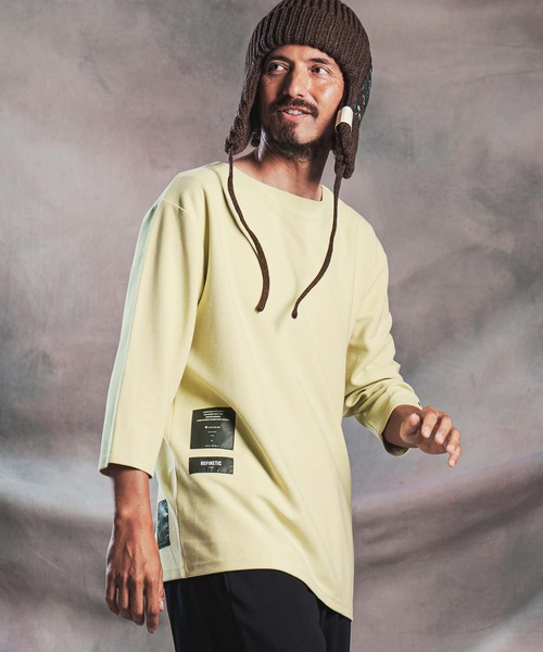 ANGENEHM(アンゲネーム)の「mlt5802-Smooth Jersey Narrow Boat-Neck 3-4 Sleeve T-shirt 7分袖Tシャツ(AG07-002acg)(Tシャツ/カットソー・メンズ・オフホワイト/ミント/ブラック/ミックスグレー/ワイン・S/M/L)」の4枚目の写真