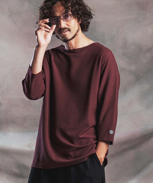 ANGENEHM(アンゲネーム)の「mlt5802-Smooth Jersey Narrow Boat-Neck 3-4 Sleeve T-shirt 7分袖Tシャツ(AG07-002acg)(Tシャツ/カットソー・メンズ・オフホワイト/ミント/ブラック/ミックスグレー/ワイン・S/M/L)」の22枚目の写真