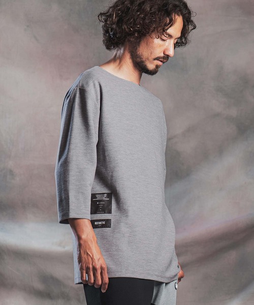 ANGENEHM(アンゲネーム)の「mlt5802-Smooth Jersey Narrow Boat-Neck 3-4 Sleeve T-shirt 7分袖Tシャツ(AG07-002acg)(Tシャツ/カットソー・メンズ・オフホワイト/ミント/ブラック/ミックスグレー/ワイン・S/M/L)」の18枚目の写真