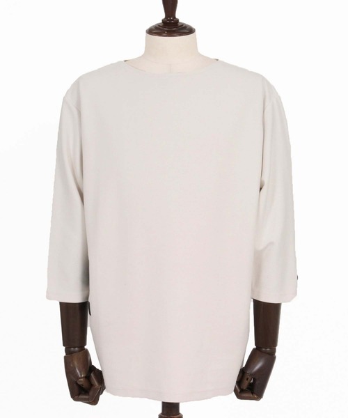 ANGENEHM(アンゲネーム)の「mlt5802-Smooth Jersey Narrow Boat-Neck 3-4 Sleeve T-shirt 7分袖Tシャツ(AG07-002acg)(Tシャツ/カットソー・メンズ・オフホワイト/ミント/ブラック/ミックスグレー/ワイン・S/M/L)」の10枚目の写真