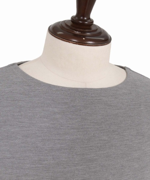 ANGENEHM(アンゲネーム)の「mlt5802-Smooth Jersey Narrow Boat-Neck 3-4 Sleeve T-shirt 7分袖Tシャツ(AG07-002acg)(Tシャツ/カットソー・メンズ・オフホワイト/ミント/ブラック/ミックスグレー/ワイン・S/M/L)」の15枚目の写真