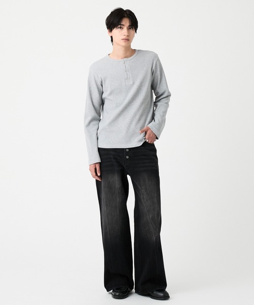 EVOLVERA(エボルヴェラー)の「Thermal Henley Neck Hook Long T-shirt / サーマルヘンリーネック フック ロングT(Tシャツ/カットソー・メンズ・ホワイト/グレー/ブラック系1・M/L)」の10枚目の写真
