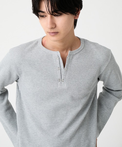 EVOLVERA(エボルヴェラー)の「Thermal Henley Neck Hook Long T-shirt / サーマルヘンリーネック フック ロングT(Tシャツ/カットソー・メンズ・ホワイト/グレー/ブラック系1・M/L)」の17枚目の写真