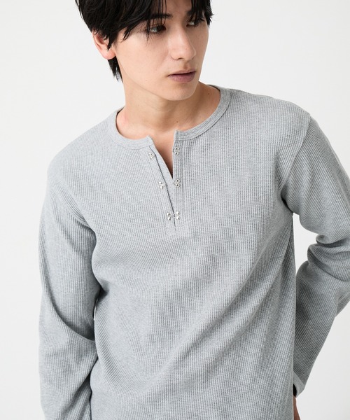 EVOLVERA(エボルヴェラー)の「Thermal Henley Neck Hook Long T-shirt / サーマルヘンリーネック フック ロングT(Tシャツ/カットソー・メンズ・ホワイト/グレー/ブラック系1・M/L)」の18枚目の写真
