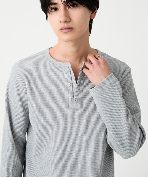 EVOLVERA(エボルヴェラー)の「Thermal Henley Neck Hook Long T-shirt / サーマルヘンリーネック フック ロングT(Tシャツ/カットソー・メンズ・ホワイト/グレー/ブラック系1・M/L)」の21枚目の写真