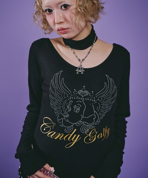 GALFY(ガルフィー)の「Candy Galfy-キラキラQUEEN Tee(Tシャツ/カットソー・レディース・ピンク/ブラック・FREE)」の1枚目の写真
