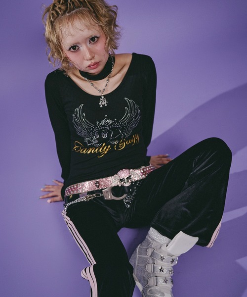GALFY(ガルフィー)の「Candy Galfy-キラキラQUEEN Tee(Tシャツ/カットソー・レディース・ピンク/ブラック・FREE)」の5枚目の写真