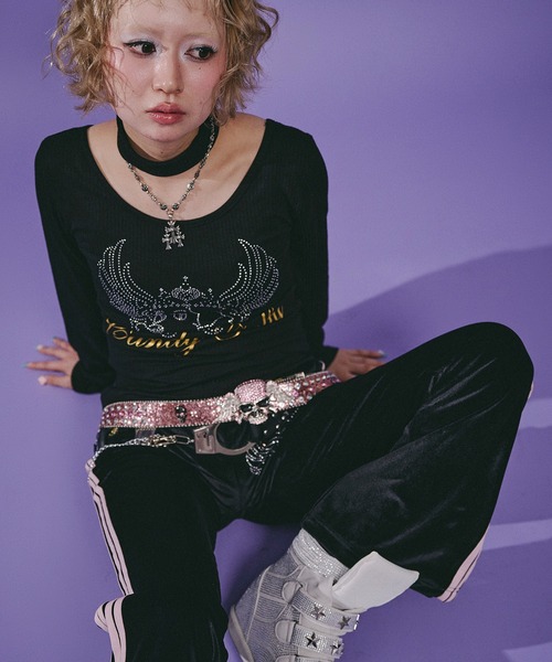 GALFY(ガルフィー)の「Candy Galfy-キラキラQUEEN Tee(Tシャツ/カットソー・レディース・ピンク/ブラック・FREE)」の4枚目の写真