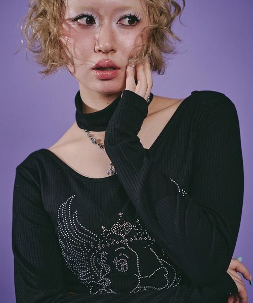 GALFY(ガルフィー)の「Candy Galfy-キラキラQUEEN Tee(Tシャツ/カットソー・レディース・ピンク/ブラック・FREE)」の7枚目の写真