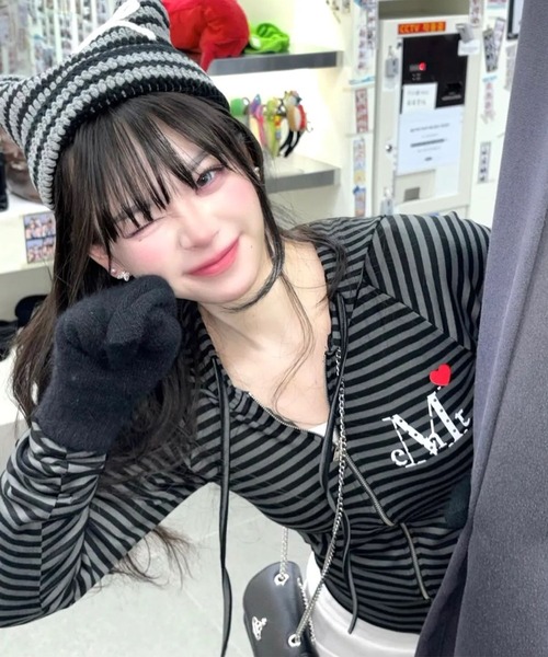 MUCENT(ムセント)の「MUCENT/LOVRITSボーダージップアップ(パーカー・レディース・その他2/その他1・FREE)」の7枚目の写真
