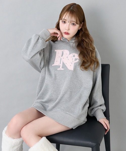 one after another NICE CLAUP(ワンアフターアナザーナイスクラップ)の「【ZOZO限定リバイバル】キルティングロゴビッグパーカー(パーカー・レディース・杢グレー/ブラック/サックスブルー/ピンク・FREE)」の2枚目の写真