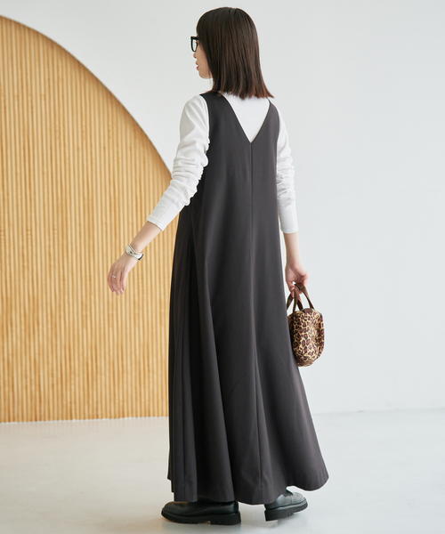SLOBE IENA(スローブイエナ)の「《/WEB限定カラーあり》フロントジップフレアワンピース(ワンピース・レディース・チャコールグレー/カーキ/ブラック・FREE)」の9枚目の写真
