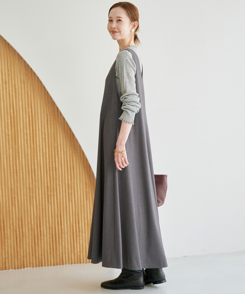 SLOBE IENA(スローブイエナ)の「《/WEB限定カラーあり》フロントジップフレアワンピース(ワンピース・レディース・チャコールグレー/カーキ/ブラック・FREE)」の12枚目の写真