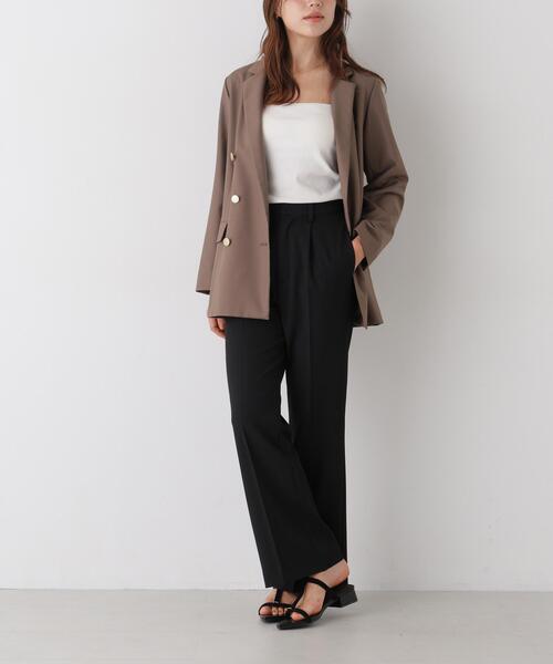 NANO universe(ナノユニバース)の「WEB限定/ハイウエストセンタープレススラックスパンツ(スラックス・レディース・ブラック・M)」の9枚目の写真