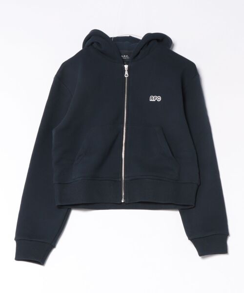 A.P.C.（アーペーセー）の「HOODIE ZIPPE 406（パーカー・レディース・グレー/ターコイズブルー・L/M）」の2枚目の写真