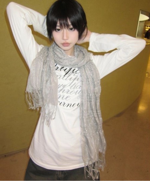 AsheKsha（アシクシャ）の「ロゴプリント ホワイト丸首長袖Tシャツ（Tシャツ/カットソー・レディース・ホワイト・M）」の8枚目の写真