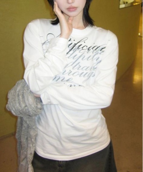 AsheKsha（アシクシャ）の「ロゴプリント ホワイト丸首長袖Tシャツ（Tシャツ/カットソー・レディース・ホワイト・M）」の11枚目の写真